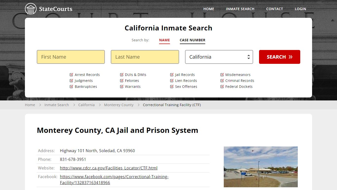 Correctional Training Facility (CTF) Inmate Records Search, California ...