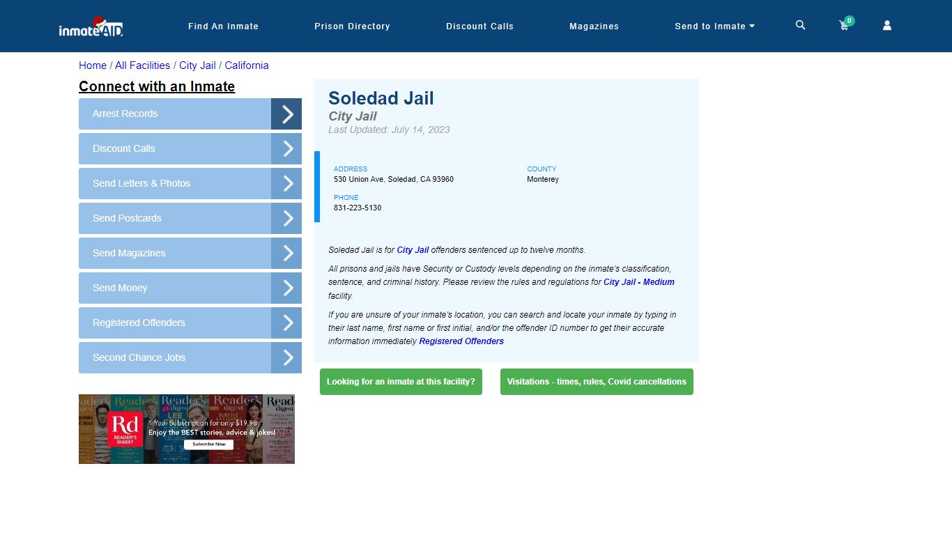 Soledad Jail | Inmate Locator