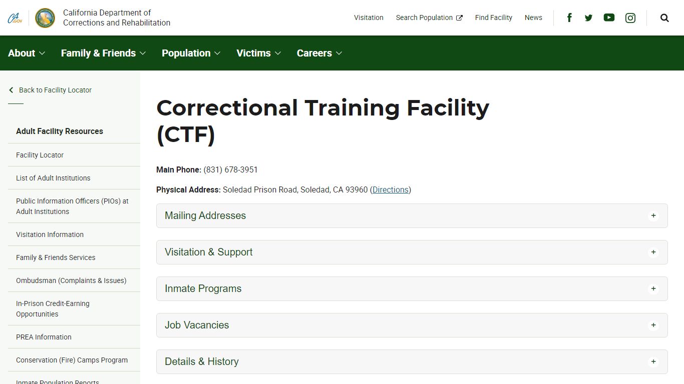 Correctional Training Facility (CTF) - CDCR