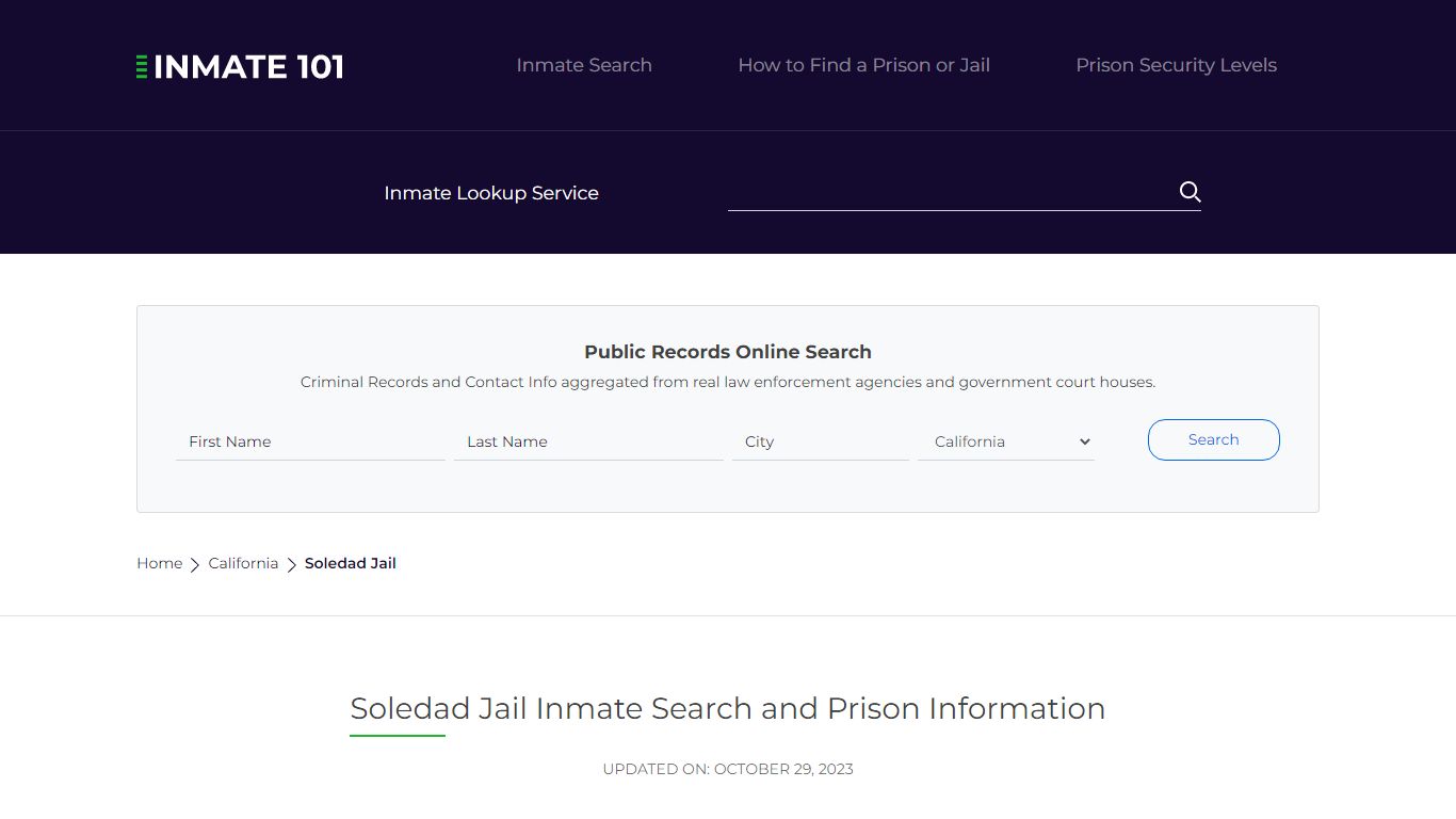Soledad Jail Inmate Search and Prison Information