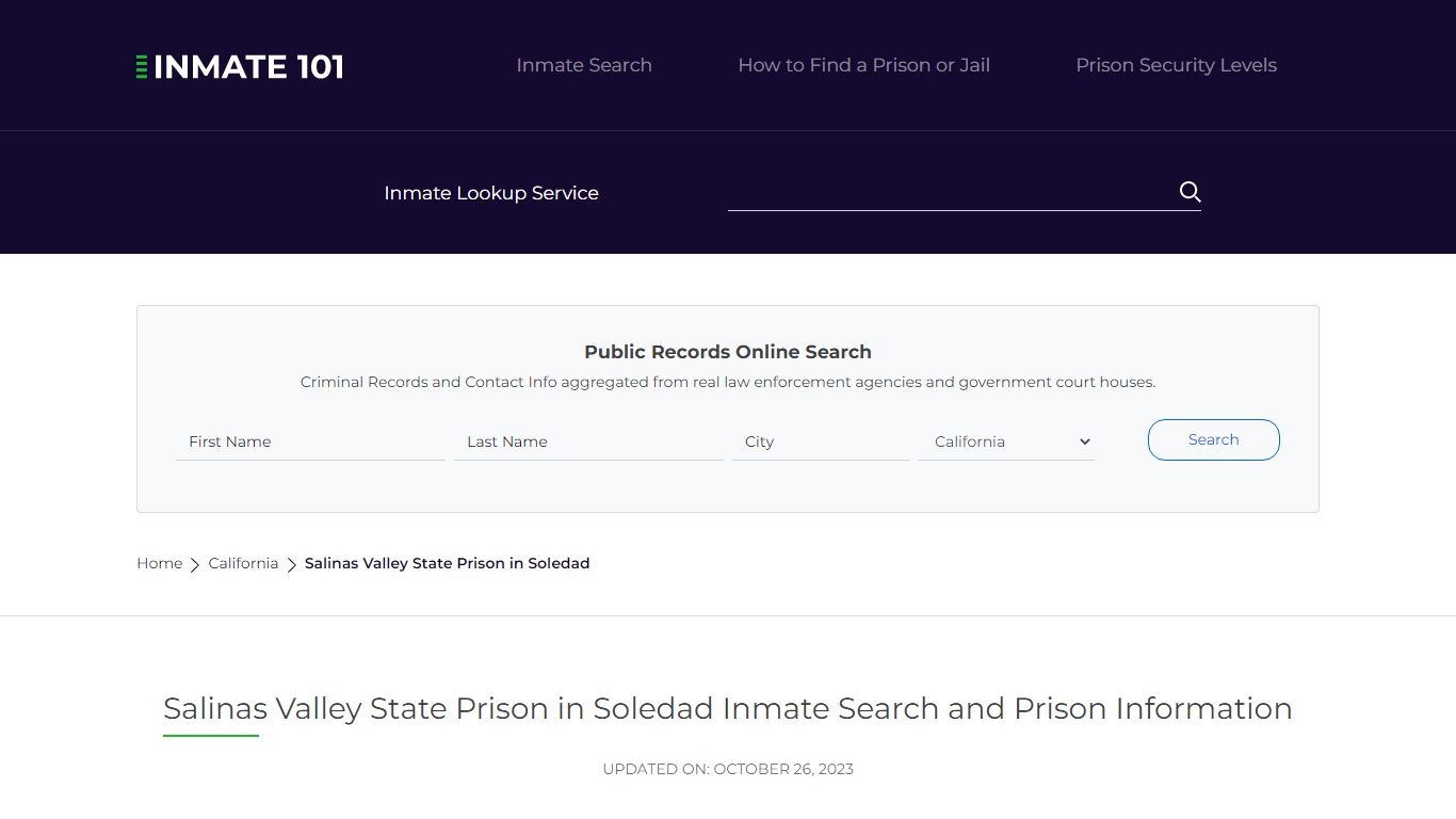 Salinas Valley State Prison in Soledad Inmate Search, Visitation, Phone ...